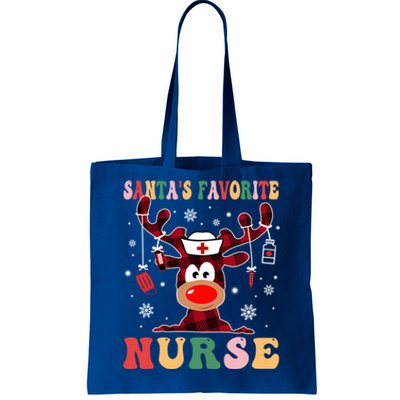 Santas Favorite Nurse Christmas Reindeer Rn Cna Icu Scurb Meaningful Gift Tote Bag