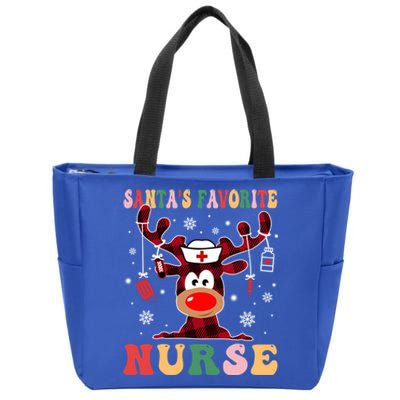 Santas Favorite Nurse Christmas Reindeer Rn Cna Icu Scurb Meaningful Gift Zip Tote Bag