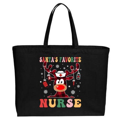 Santas Favorite Nurse Christmas Reindeer Rn Cna Icu Scurb Meaningful Gift Cotton Canvas Jumbo Tote