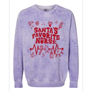 Santas Favorite Nurse Groovy Christmas Stethoscope Heartbeat Cute Gift Colorblast Crewneck Sweatshirt