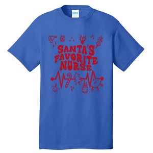 Santas Favorite Nurse Groovy Christmas Stethoscope Heartbeat Cute Gift Tall T-Shirt