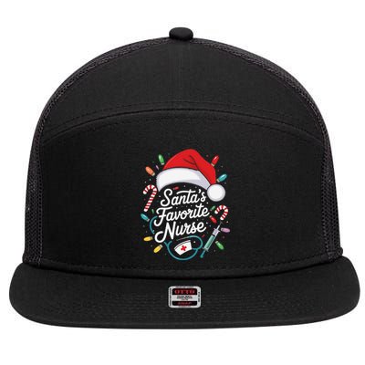 Santa Favorite Nurse Holiday For Medical Professionals 7 Panel Mesh Trucker Snapback Hat