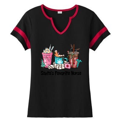 SantaS Favorite Nurse Ing Coffee Christmas Xmas Scrub Funny Gift Ladies Halftime Notch Neck Tee