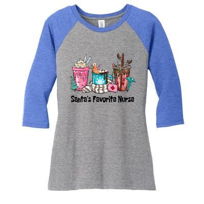 SantaS Favorite Nurse Ing Coffee Christmas Xmas Scrub Funny Gift Women's Tri-Blend 3/4-Sleeve Raglan Shirt