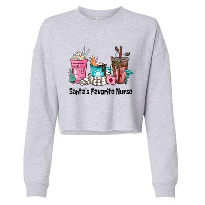 SantaS Favorite Nurse Ing Coffee Christmas Xmas Scrub Funny Gift Cropped Pullover Crew