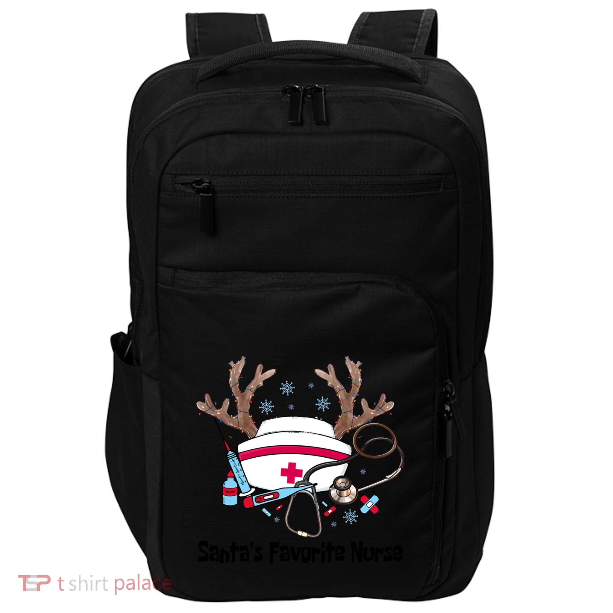 SantaS Favorite Nurse Life Christmas Reindeer Xmas Scrub Gift Impact Tech Backpack