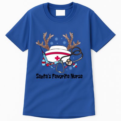 SantaS Favorite Nurse Life Christmas Reindeer Xmas Scrub Gift Tall T-Shirt