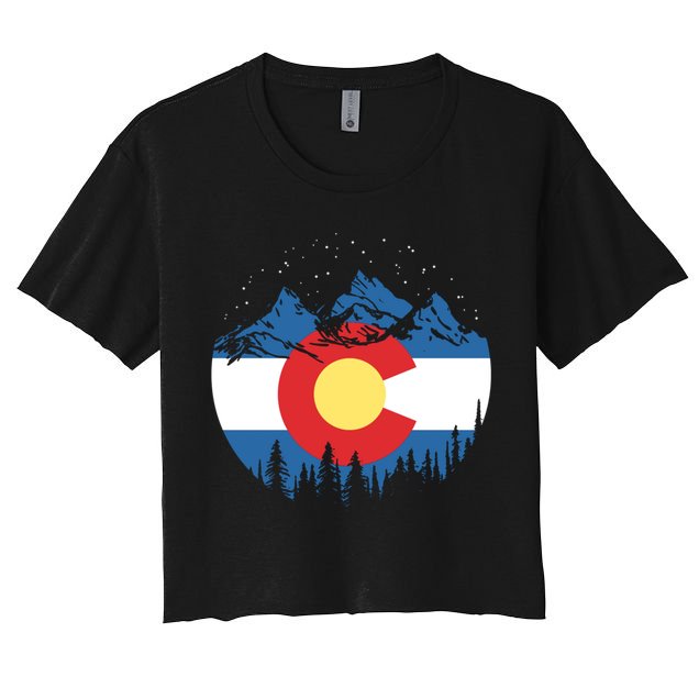 State Flag Of Colorado Vintage Night Stars Design Cute Gift Crop Top
