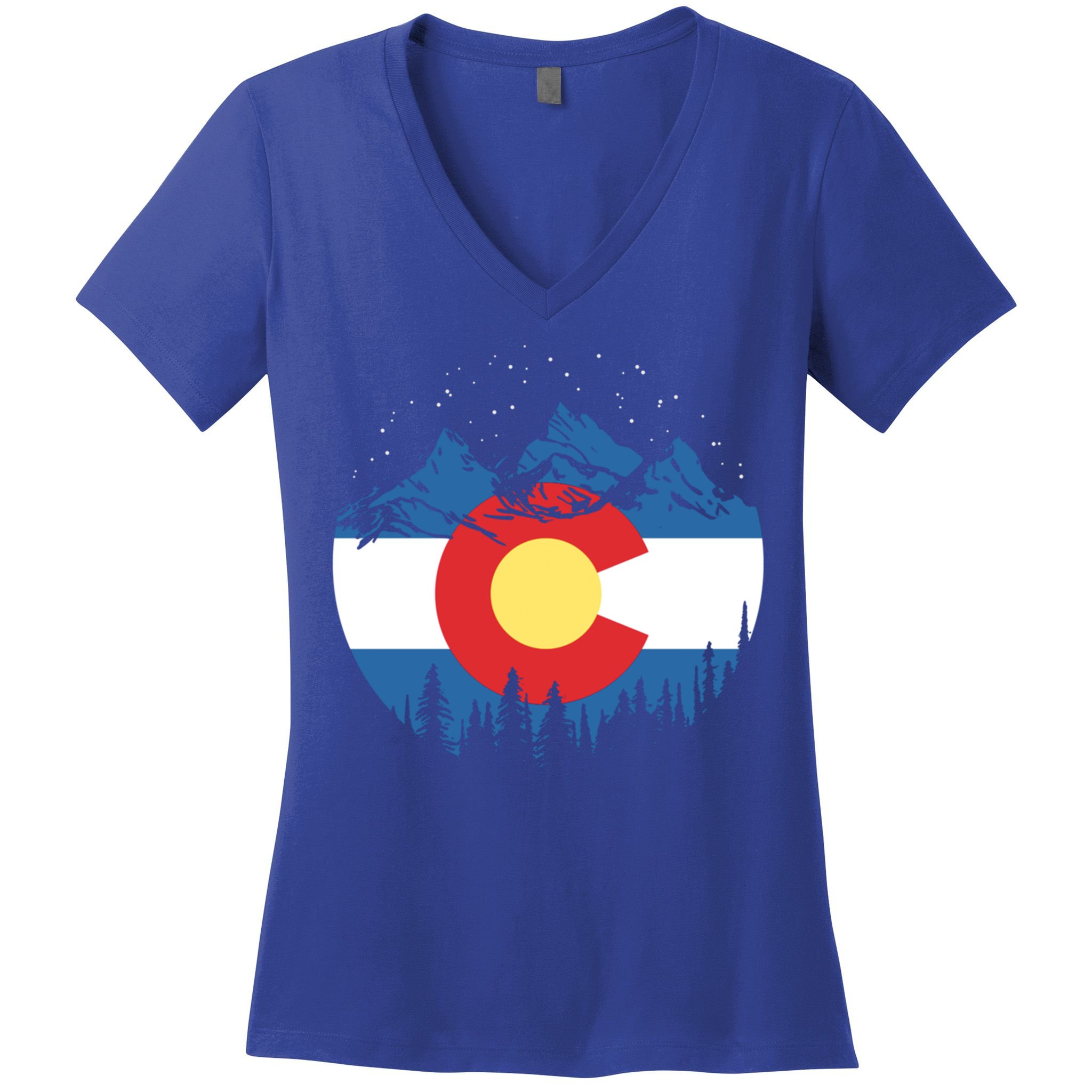 State Flag Of Colorado Vintage Night Stars Design Cute Gift Women's V-Neck T-Shirt