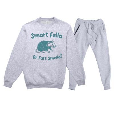 Smart Fella Or Fart Smella Vintage Style Premium Crewneck Sweatsuit Set