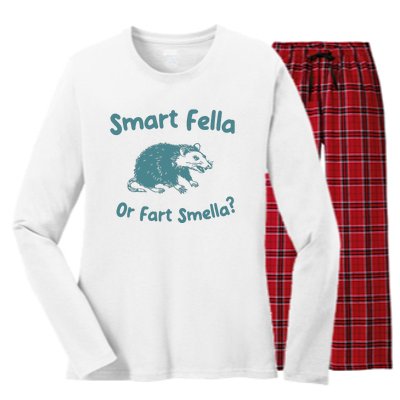 Smart Fella Or Fart Smella Vintage Style Women's Long Sleeve Flannel Pajama Set 