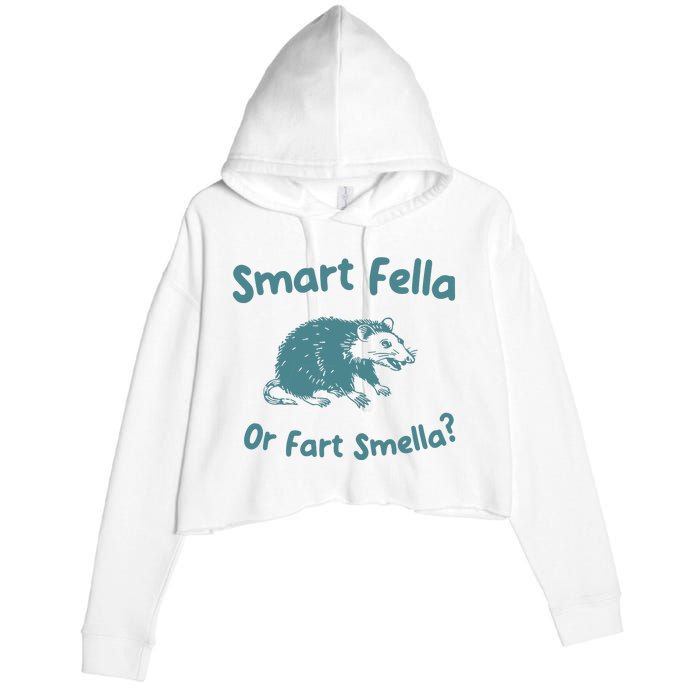 Smart Fella Or Fart Smella Vintage Style Crop Fleece Hoodie