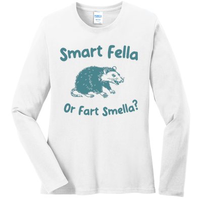 Smart Fella Or Fart Smella Vintage Style Ladies Long Sleeve Shirt