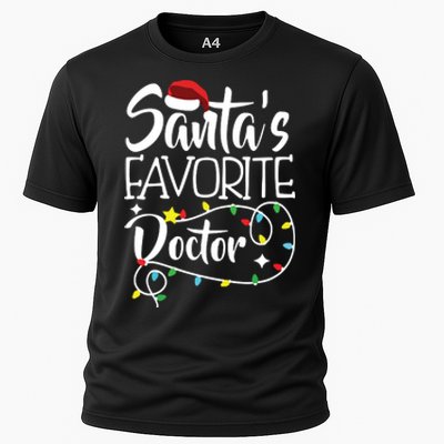 Santas Favorite OB/GYN Christmas Obstetrician Gynecologist Cooling Performance Crew T-Shirt