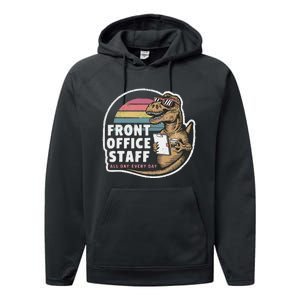 School Front Office Staff All Day Secretary Admin Dinosaur Performance Fleece Hoodie