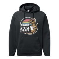 School Front Office Staff All Day Secretary Admin Dinosaur Performance Fleece Hoodie