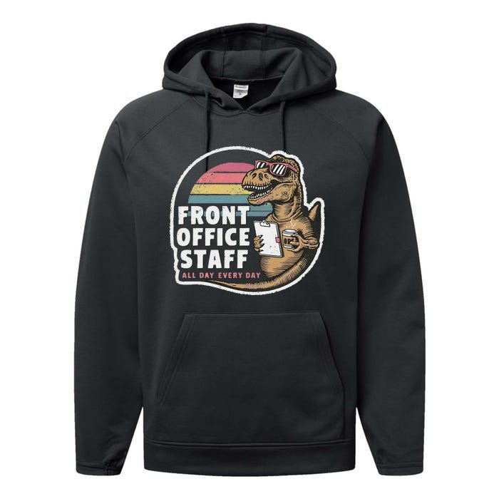 School Front Office Staff All Day Secretary Admin Dinosaur Performance Fleece Hoodie