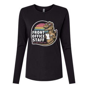 School Front Office Staff All Day Secretary Admin Dinosaur Womens Cotton Relaxed Long Sleeve T-Shirt