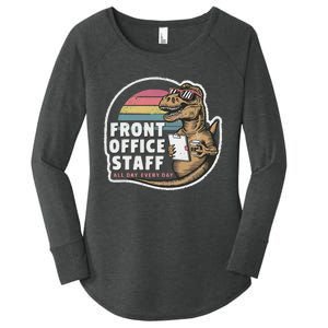 School Front Office Staff All Day Secretary Admin Dinosaur Women's Perfect Tri Tunic Long Sleeve Shirt