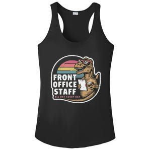 School Front Office Staff All Day Secretary Admin Dinosaur Ladies PosiCharge Competitor Racerback Tank