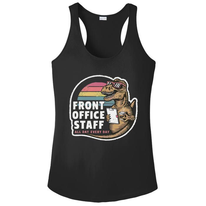 School Front Office Staff All Day Secretary Admin Dinosaur Ladies PosiCharge Competitor Racerback Tank