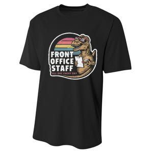 School Front Office Staff All Day Secretary Admin Dinosaur Performance Sprint T-Shirt