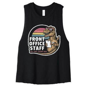 School Front Office Staff All Day Secretary Admin Dinosaur Women's Racerback Cropped Tank