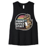 School Front Office Staff All Day Secretary Admin Dinosaur Women's Racerback Cropped Tank