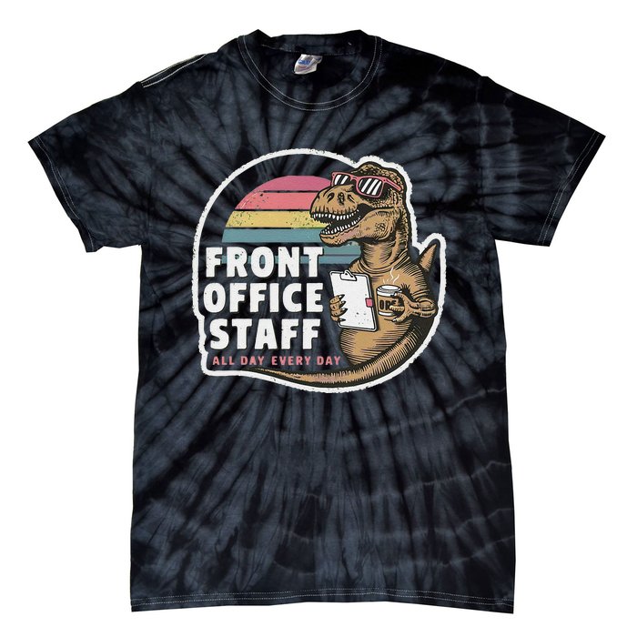 School Front Office Staff All Day Secretary Admin Dinosaur Tie-Dye T-Shirt