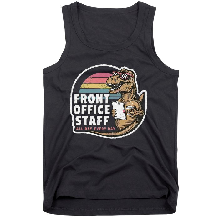 School Front Office Staff All Day Secretary Admin Dinosaur Tank Top