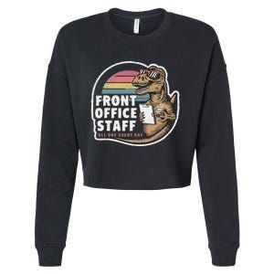 School Front Office Staff All Day Secretary Admin Dinosaur Cropped Pullover Crew