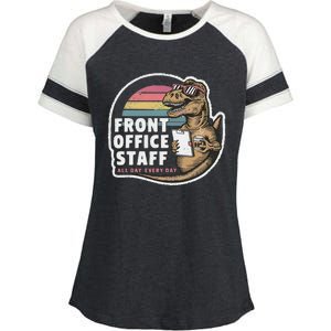 School Front Office Staff All Day Secretary Admin Dinosaur Enza Ladies Jersey Colorblock Tee