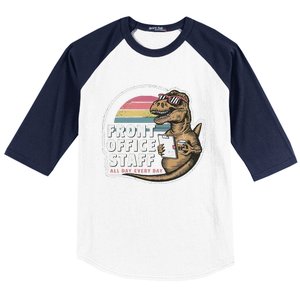 School Front Office Staff All Day Secretary Admin Dinosaur Baseball Sleeve Shirt