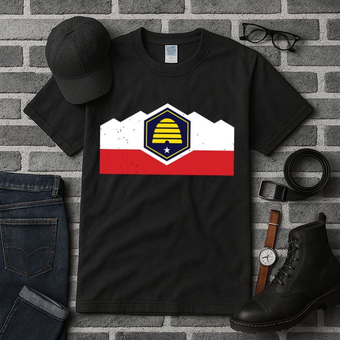 State Flag Of Utah New 2024 Beehive Design Tall T-Shirt