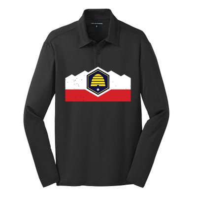 State Flag Of Utah New 2024 Beehive Design Silk Touch Performance Long Sleeve Polo