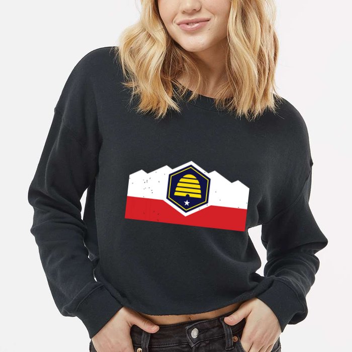 State Flag Of Utah New 2024 Beehive Design Cropped Pullover Crew