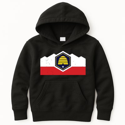 State Flag Of Utah New 2024 Beehive Design Kids Hoodie
