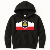 State Flag Of Utah New 2024 Beehive Design Kids Hoodie