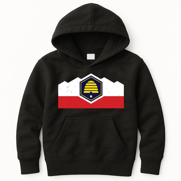 State Flag Of Utah New 2024 Beehive Design Kids Hoodie