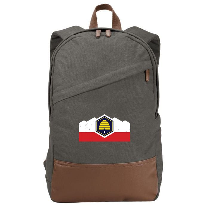 State Flag Of Utah New 2024 Beehive Design Cotton Canvas Backpack