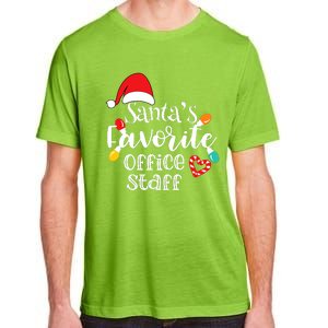 SantaS Favorite Office Staff Christmas Lights Santa Hat Adult ChromaSoft Performance T-Shirt