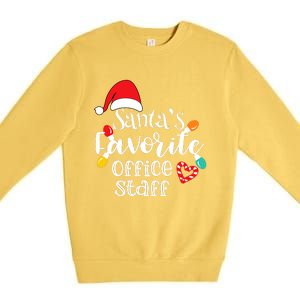 SantaS Favorite Office Staff Christmas Lights Santa Hat Premium Crewneck Sweatshirt