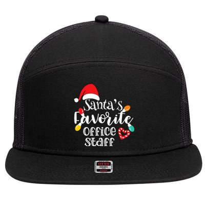 SantaS Favorite Office Staff Christmas Lights Santa Hat 7 Panel Mesh Trucker Snapback Hat