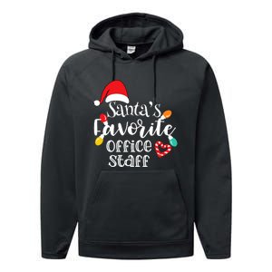 SantaS Favorite Office Staff Christmas Lights Santa Hat Performance Fleece Hoodie