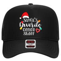 SantaS Favorite Office Staff Christmas Lights Santa Hat High Crown Mesh Back Trucker Hat