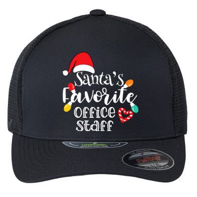 SantaS Favorite Office Staff Christmas Lights Santa Hat Flexfit Unipanel Trucker Cap