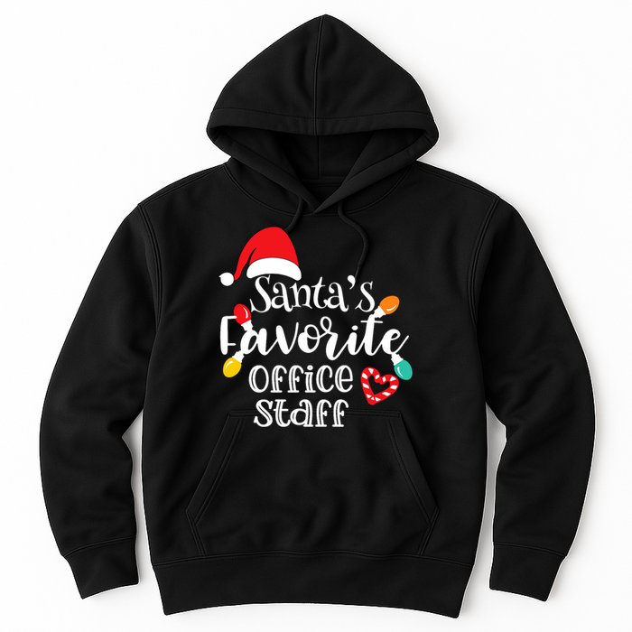 SantaS Favorite Office Staff Christmas Lights Santa Hat Hoodie