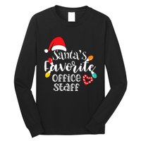 SantaS Favorite Office Staff Christmas Lights Santa Hat Long Sleeve Shirt