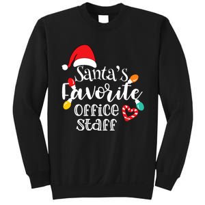 SantaS Favorite Office Staff Christmas Lights Santa Hat Sweatshirt