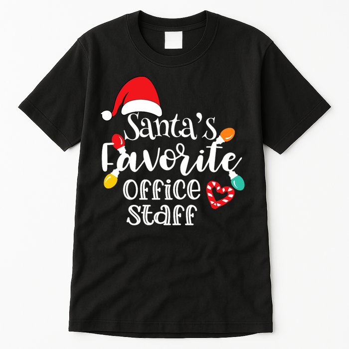 SantaS Favorite Office Staff Christmas Lights Santa Hat Tall T-Shirt